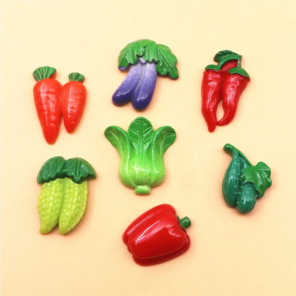 10pcs Cute Simulation Various Vegetables Miniature Food Art Resin Flatback Cabochon Accessories DIY Craft  Decoration