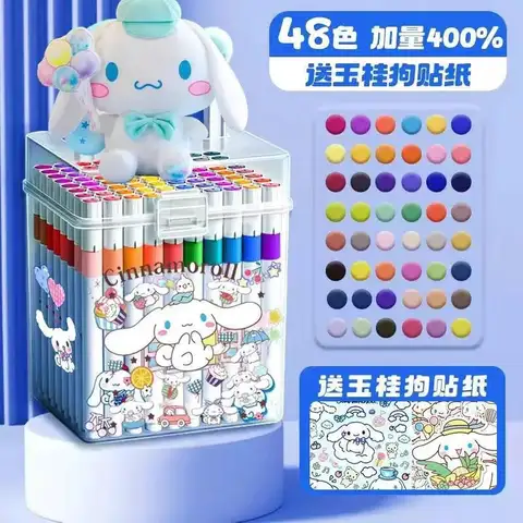 Sanrio Cinnamoroll-pincel marcador acrílico de dibujos animados para estudiantes de guardería, juego de bolígrafos de Color apilables y apretados para niños