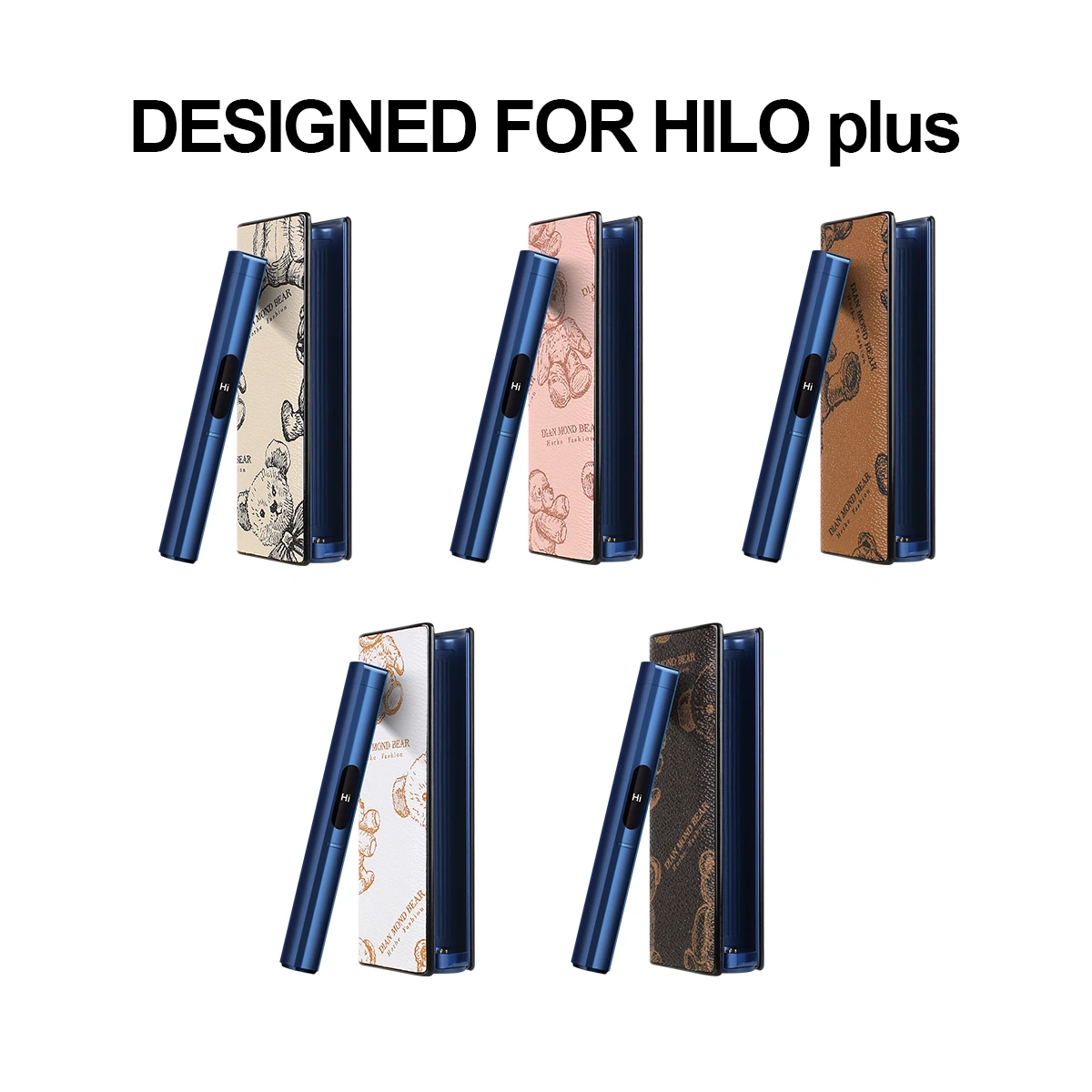 

PU leather protective case suitable for HILO plus, featuring the bear pattern to protect electronic cigarette accessories.