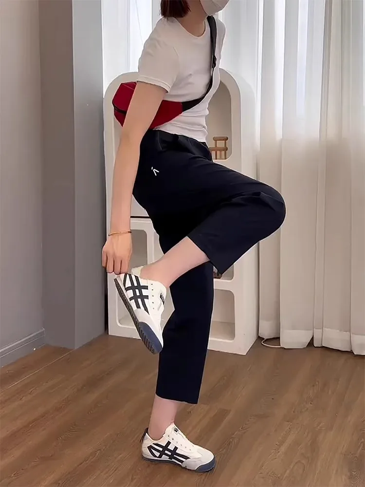 퀴 드라이 할란 팬츠 여성용 여름 신상 팔각 팬츠 배형 체형 슬림 캐주얼 스포츠 팬츠