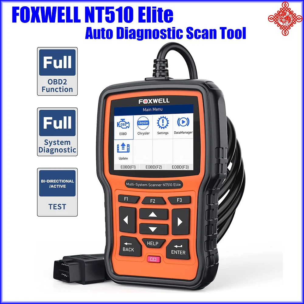 FOXWELL NT510 Elite Full Systems OBD2 Car Scanner SAS DPF BRT 30+ Reset Bi-Directional Active Test Auto Car Diagnostic Tools