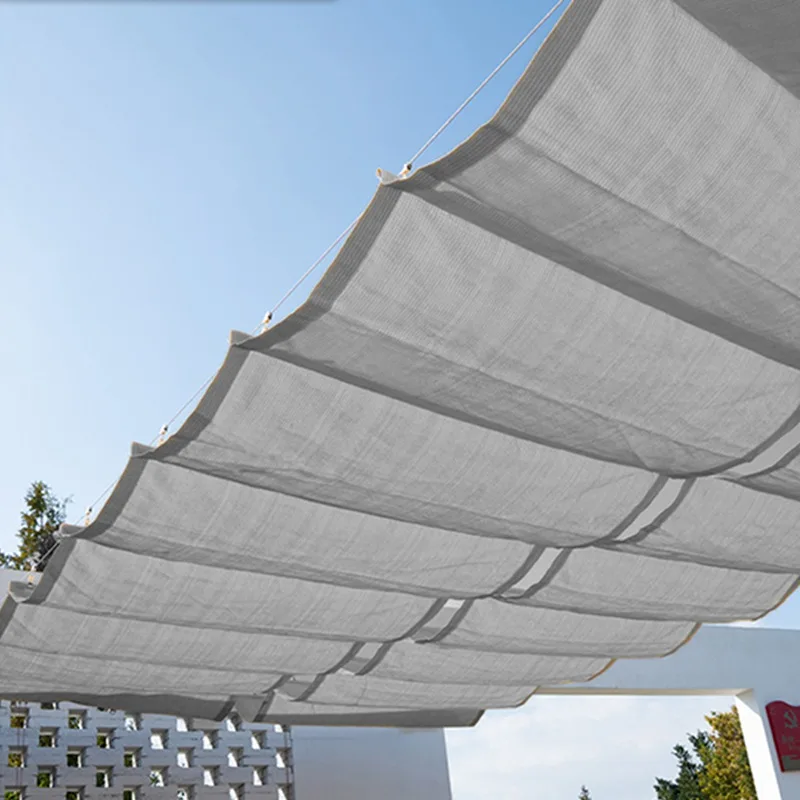 180GSM 95% Anti-UV HDPE Fabric Retractable Wave Sun Shade Net Garden Pergola Swimming Pool Shading Sails Sliding Canopy