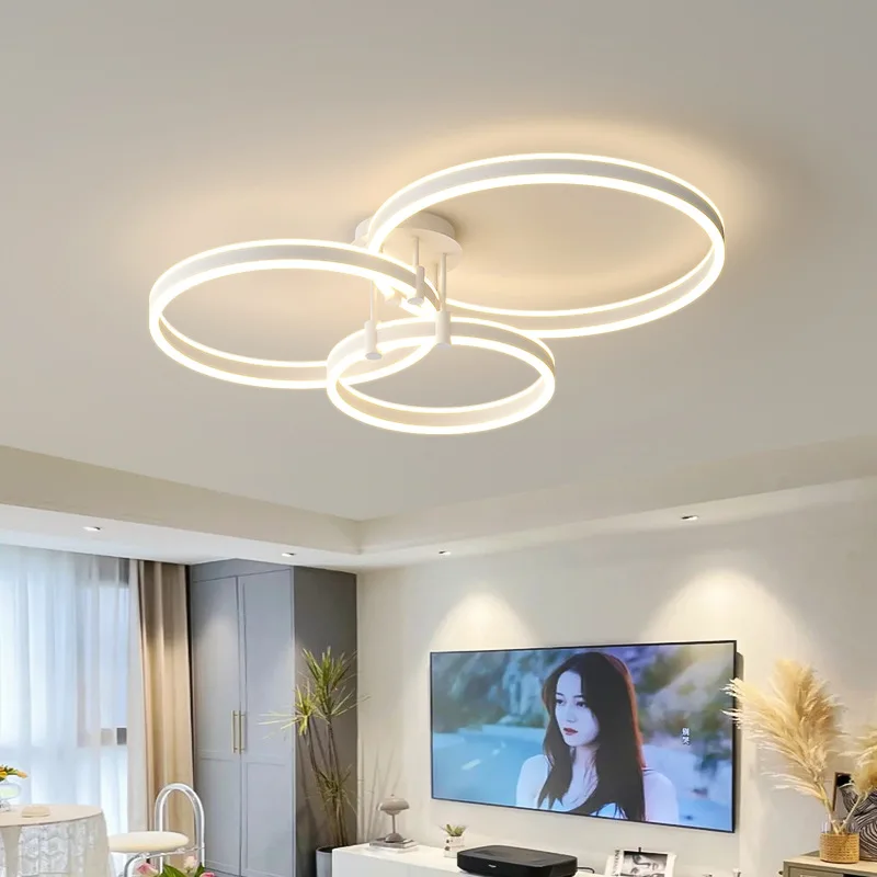 Modern Rings Led Chandelier Ligthing Lustre For Living Room Bedroom Home Ceiling Mounted Hanging Lamp Indoor Pendant Lights