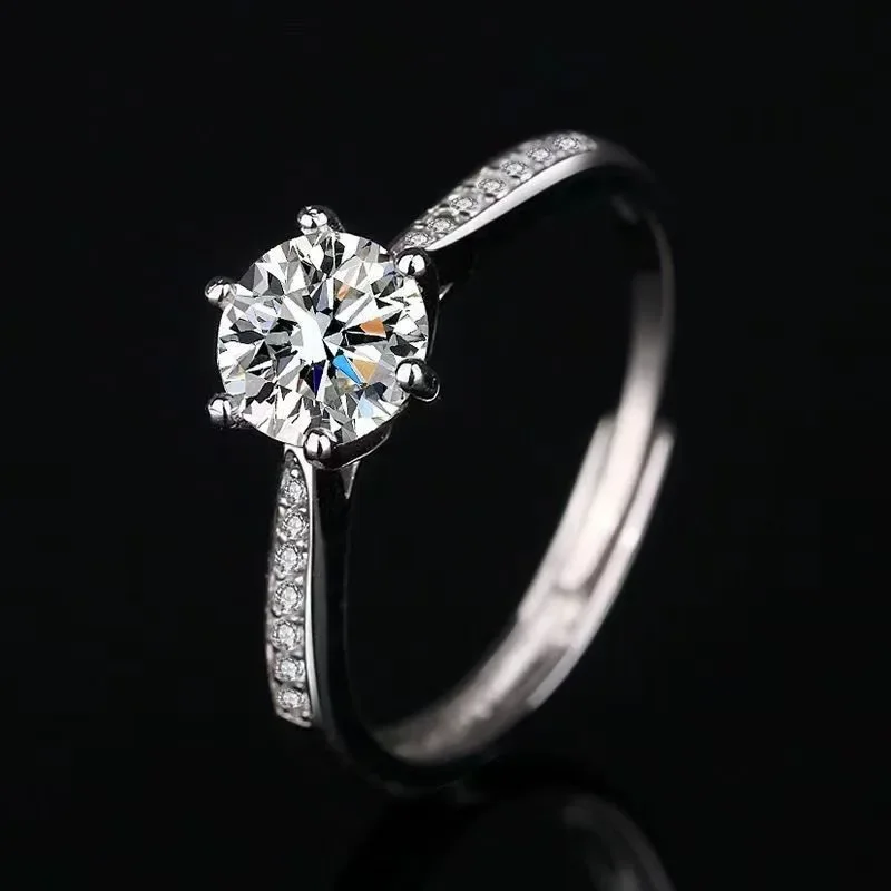 Fashion Forward Geometric Ring for Women Featuring Electroplated Copper Base with Platinum Finish and Simulated Moissanite Stone