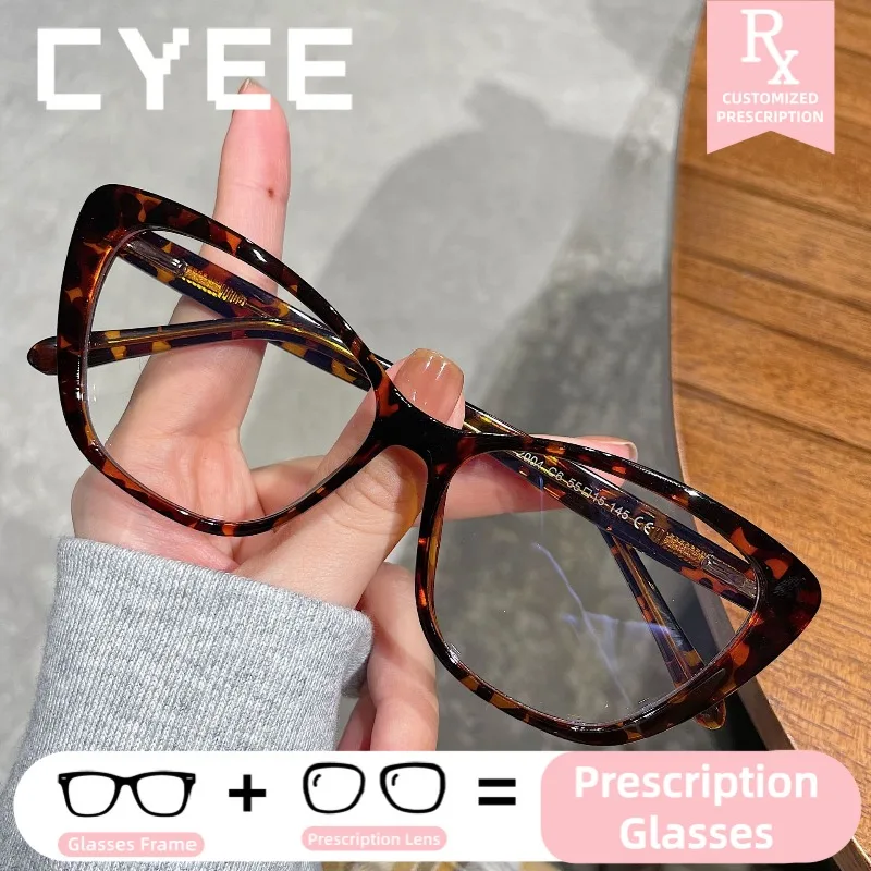 

CYEE Oversize Versatile TR90 Eyeglasses Women Custom Prescription Optical Eyewear Photochromic Myopia Anti Blue Ray Glasses