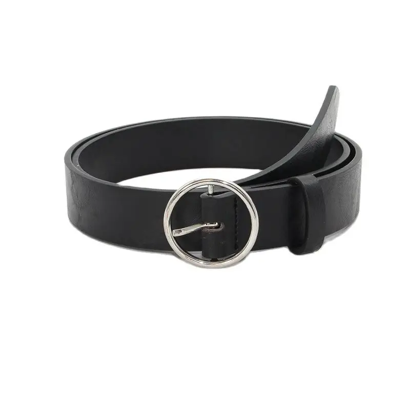 

GOOWAIL Fashion Round Buckle Belts Casual PU Leather Black Coffee Waistband Luxury Design Women Belts 2023 Spring New