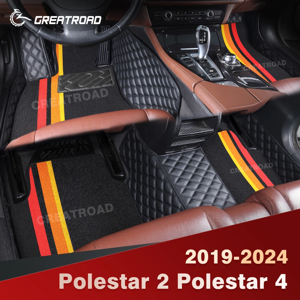 

For Polestar 2 Polestar 4 2019-2024 Double Layer Car Floor Mats Custom Auto Carpet Cover Interior Accessories