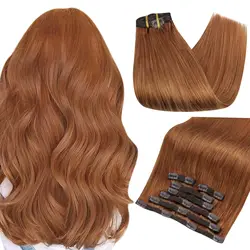 Full Shine Echthaarverlängerungen Clip-in-Haarverlängerungen Remy 7PCS 105g Doppelschuss-Haarverlängerungen Echthaar für Frauen