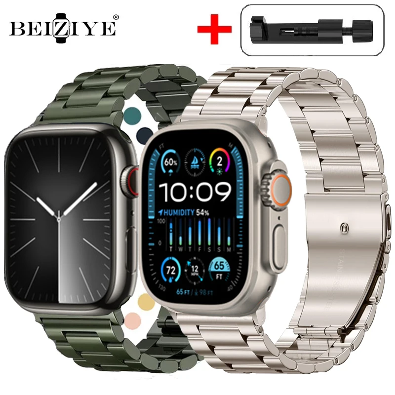 Classic Metal Band For Apple Watch Series 10 9 8 7 SE 46mm 45mm 41mm 40 44mm 42mm Stainless Steel Strap For iWatch Ultra 2 49mm