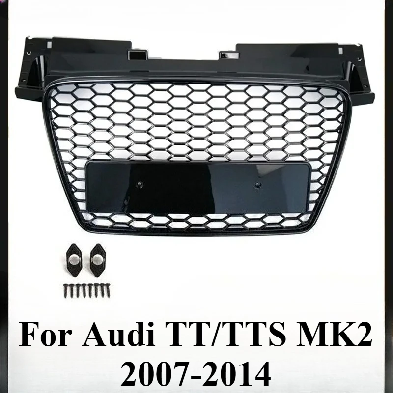 

For Audi TT/TTS MK2 2007-2014 - Blank Grille 8J0853651A, No Logo Honeycomb Mesh, OEM Style Front Bumper Grille Replacement