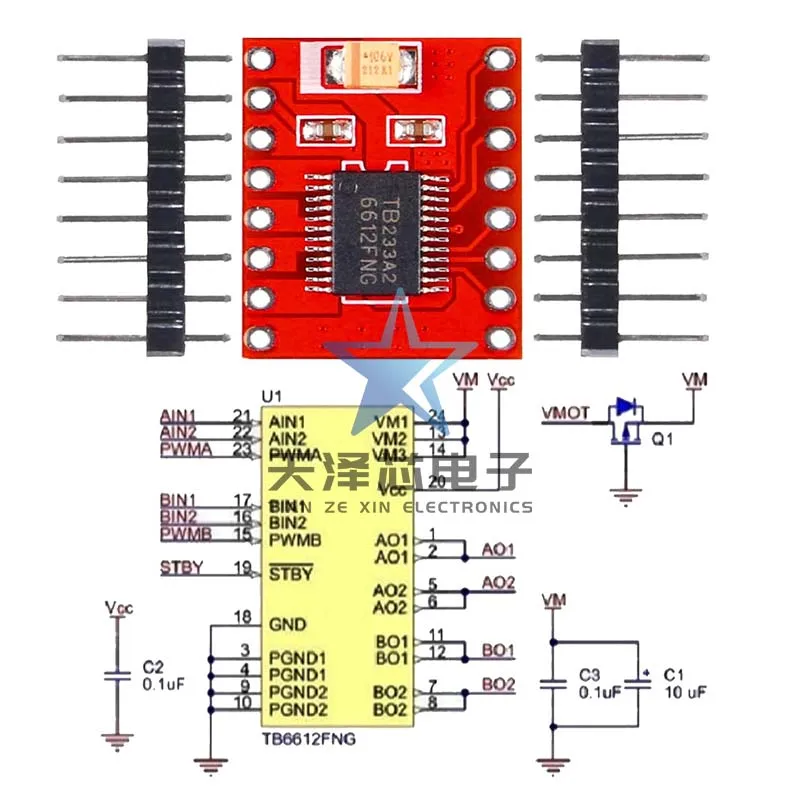 Modul penggerak Motor Tb6612Fng Volume kecil, modul mobil penggerak keseimbangan sendiri Super L298N kinerja tinggi