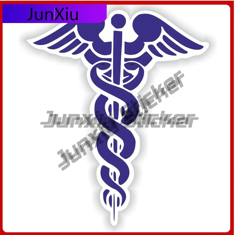

Caduceus Blue Medical Pharmacy Doctor Symbol Vinyl Stickers Car Personalized Scratch Cover Sticker Auto Decals Suv Window Sunsha