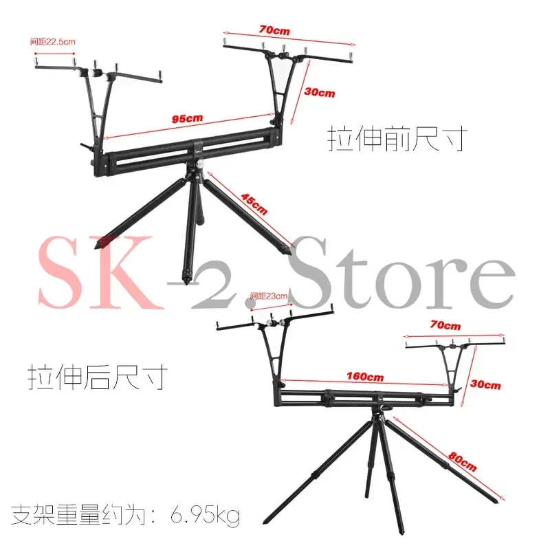 All-metal bracket quick folding four-head European throwing rod sea rod folding bracket multi-angle