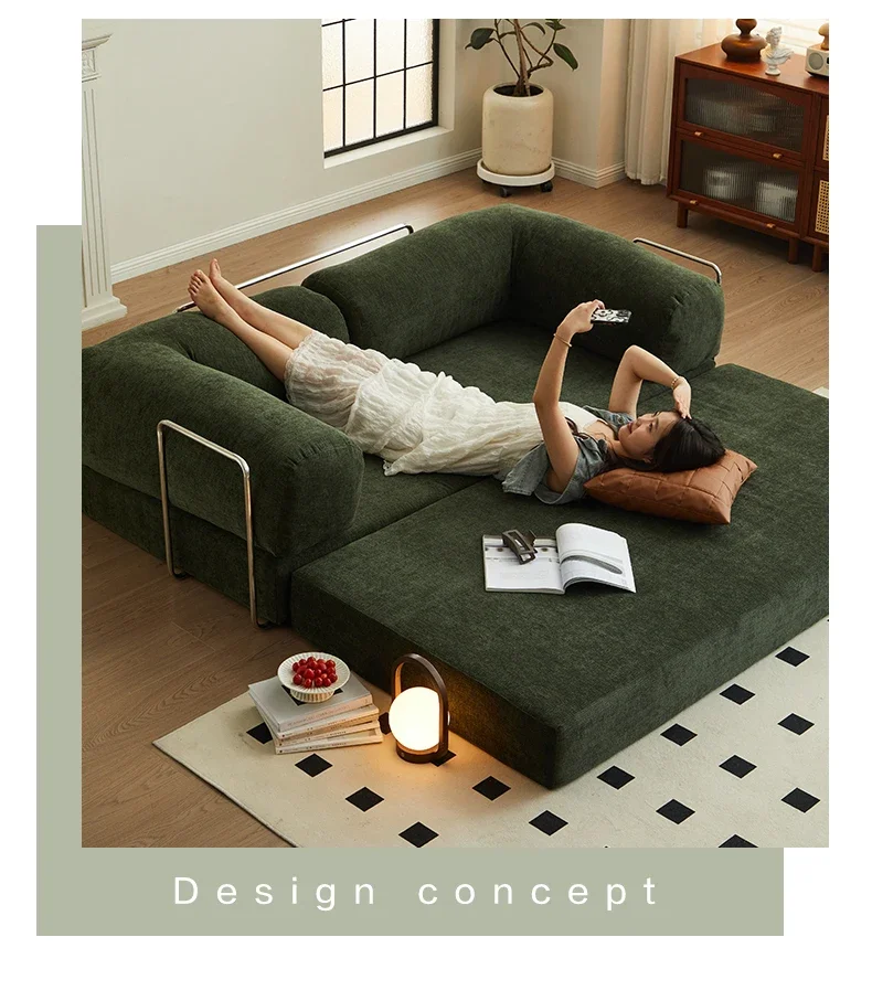 Módulo de sofá medieval sofá-cama de tecido dobrável de compressão de dupla finalidade