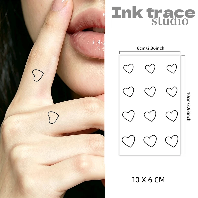 Waterproof Temporary Tattoo Stickere Black Hand Drawn Heart Design Body Art Fake Tatto Flash Tatoo Finger Wrist Ankle Female
