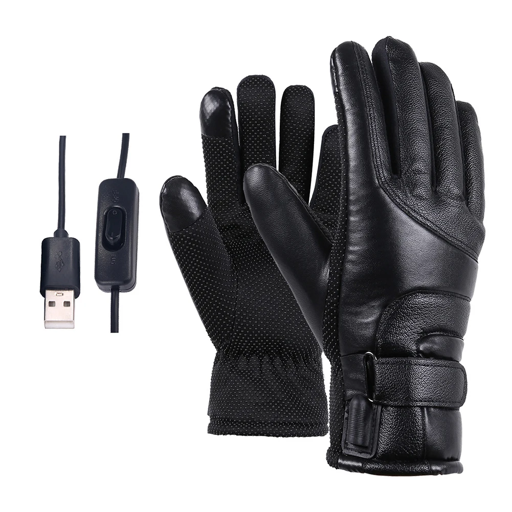 Beheizte Vollfinger-Fäustlinge, Touchscreen, USB, warme Hand-Heizhandschuhe, winddicht, konstante Temperatur für Skifahren, Reiten, Wandern