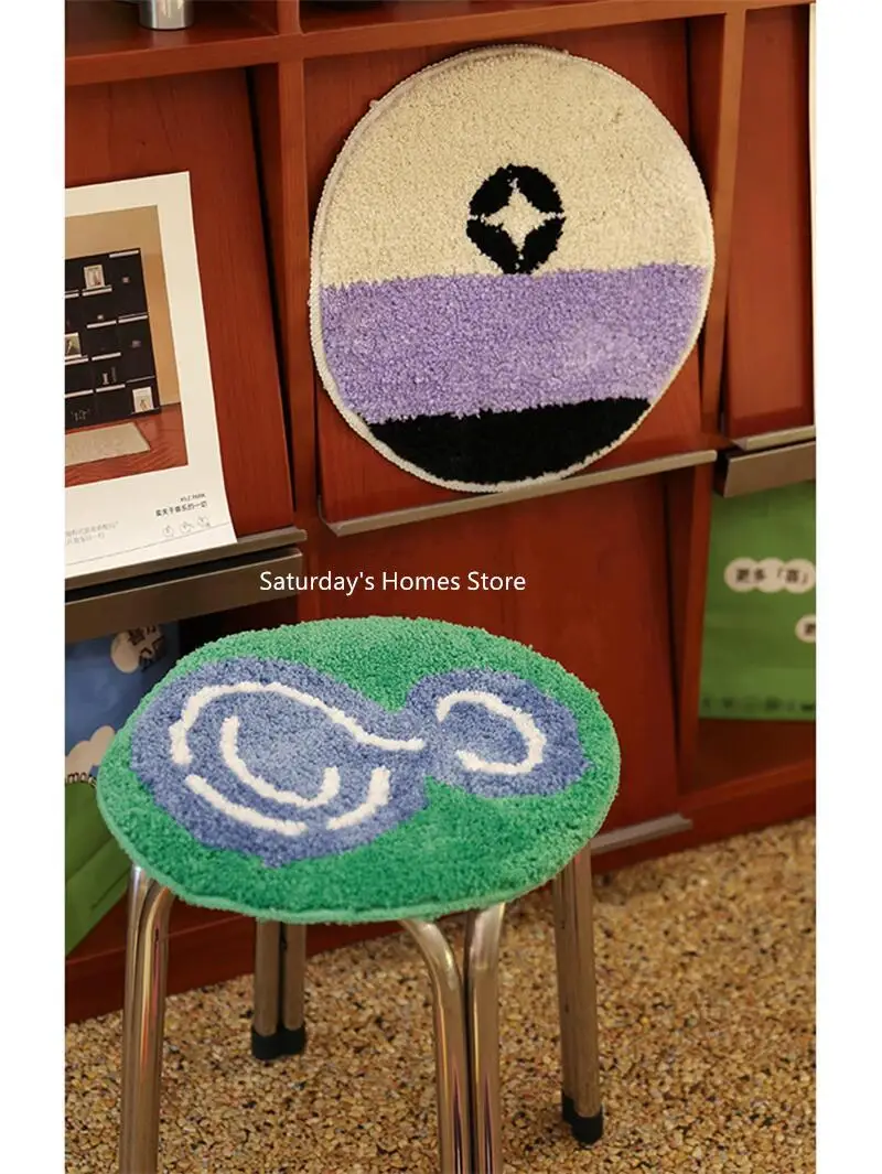 Flower  Geometry Tufted Seat Cushion Soft Loop Fleece Breathable Round Square Chair Mat Cushion Office Sedentary Anti-slip Mats image 3