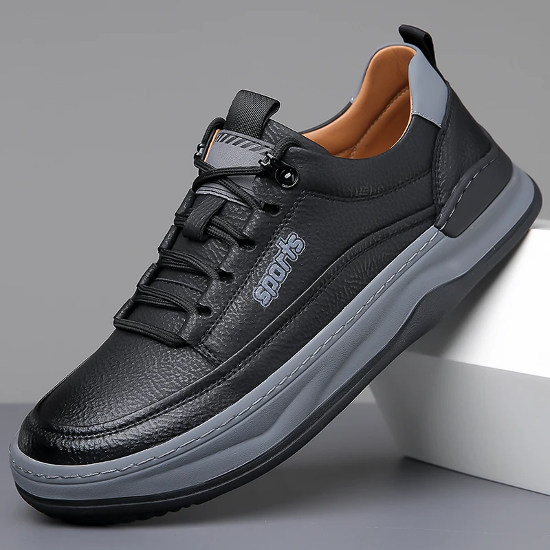 Fashion New Men's Genuine Leather Casual Shoes High-quality Sports Shoes Minimalist Men's Oxford Shoes Thick Soles Free Delivery