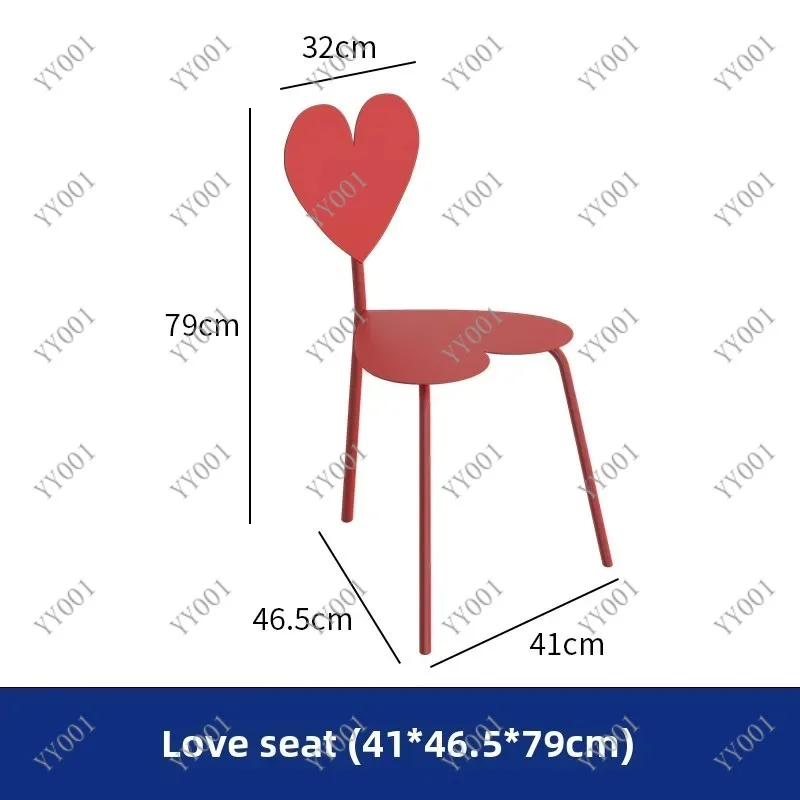 Heart Shaped Red Chair Metal Stool Modern Art Display Photography Prop Home Cafe Furniture view 6