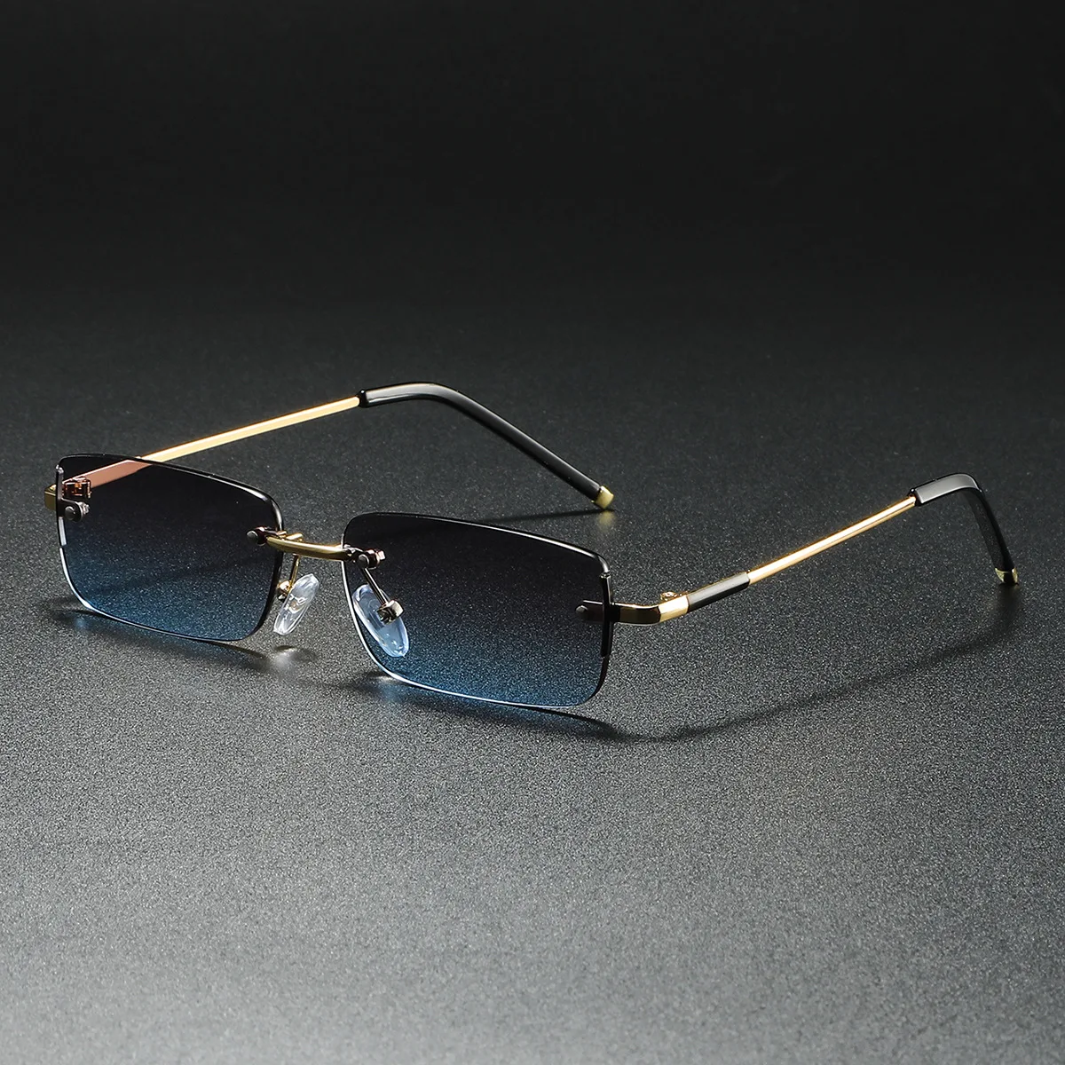 2025, modische kleine Sonnenbrille für Herren, Retro-rechteckige Sonnenbrille, randlos, Markendesigner – Detail 7