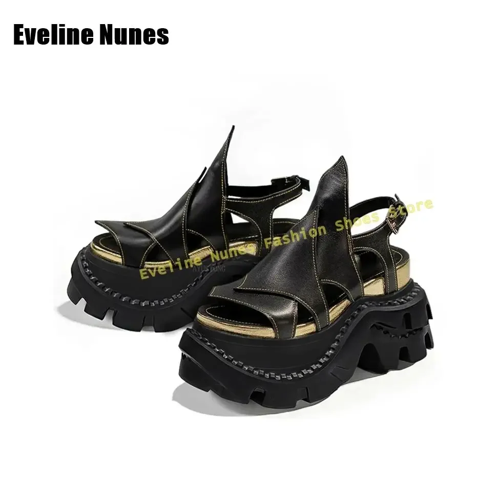

Black Metal Padlock Decoration Sandals Open Toe Wedges Patchwork Sexy Casual Sleeve Boots Crafted In Sleek Fold Down Shoes 2025