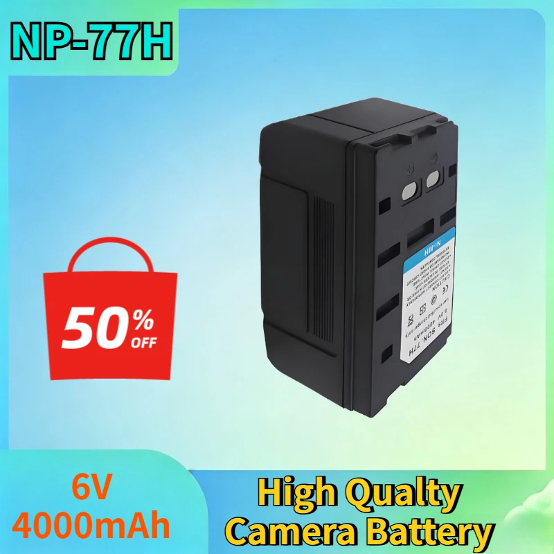 New NP-77H 6V 4000mAh NI-MH Rechargeable Battery for Sony NP-33 NP-55 NP-66H NP-66 NP-68  NP-98 NP-77 High Qualty Camera Battery
