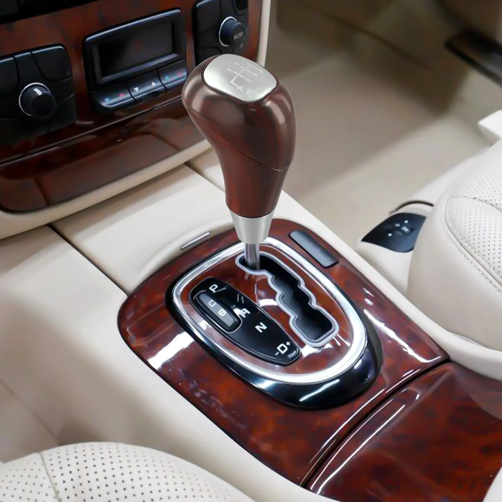Plastic Construction with Elegant Walnut Finish Gear Shift Knob Lever Compatible with Various For Mercedes Models