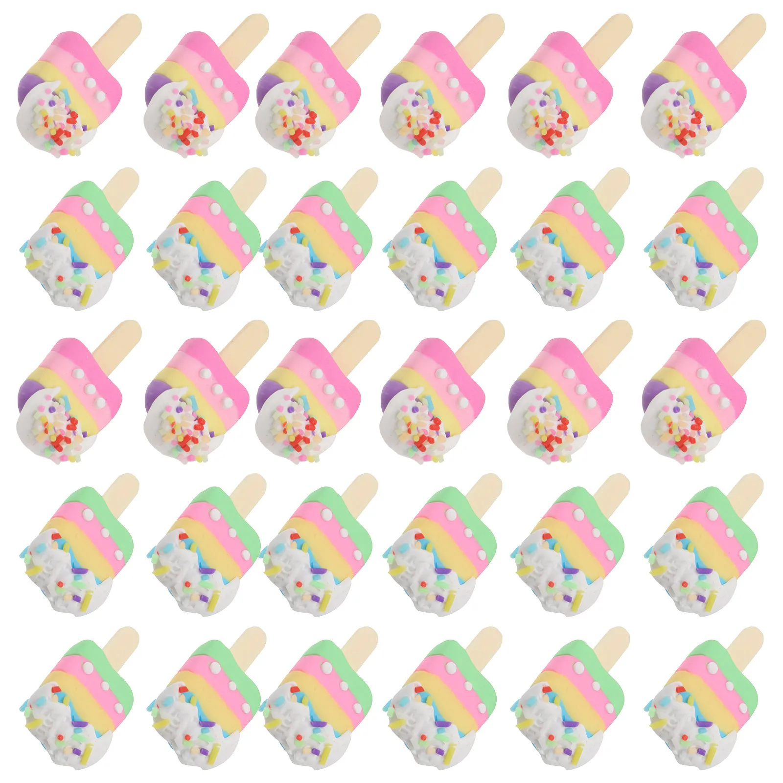 

30Pcs Assorted Color Ice Cream Shaped Clay Pendants for DIY Jewelry Making Keychains Pens Smooth Safe Non-Toxic Polymer Clay