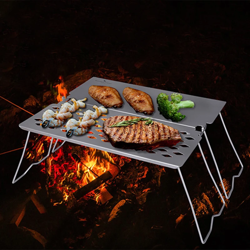 Imagem -06 - Boundless Voyage-titanium Cooking Grupo Folding Campfire Grill Multifuncional Portátil Acampamento ao ar Livre Bbq Grate Stand