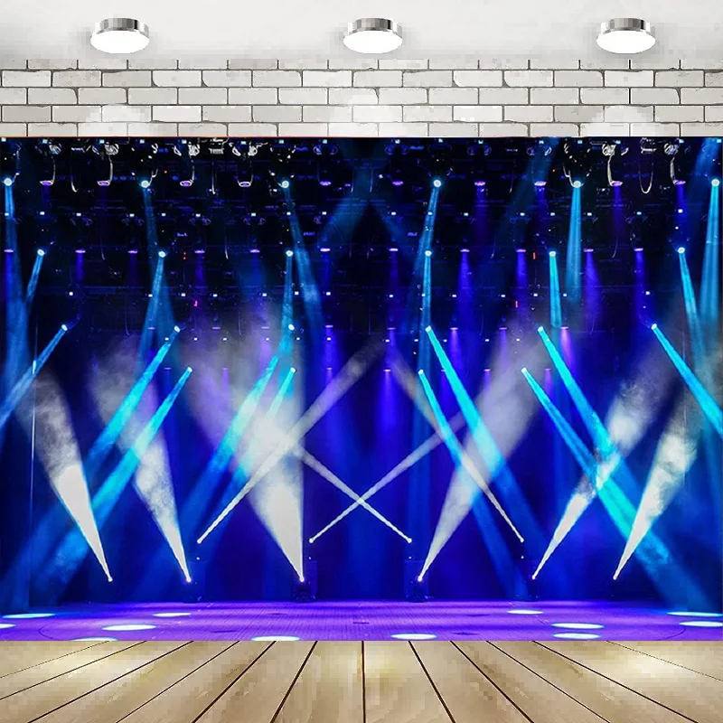 Stage Concert Backdrop Spotlight Night Show Entertainment Disco Party Dance Performance Photography Background Decor Banner