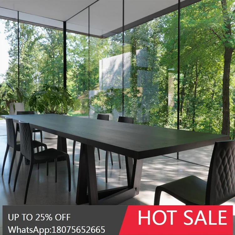 SGF simple modern industrial style desk black computer desk solid wood long table