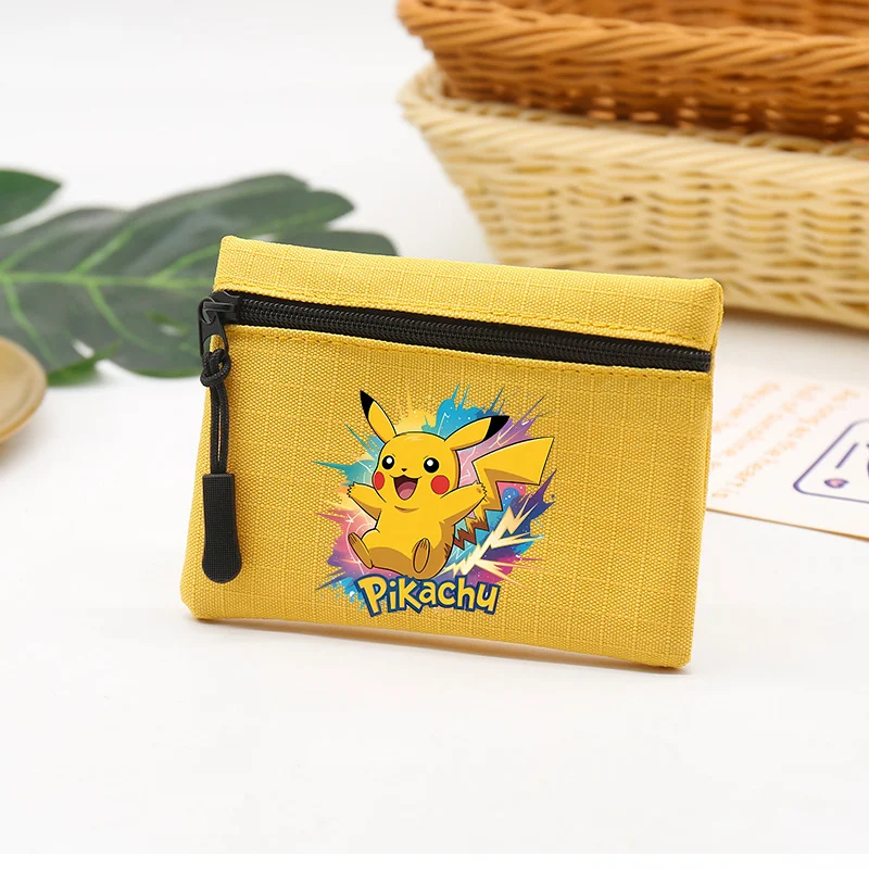 Anime Pokemons Coin Purse Cute Square Wallet Key Cards Holder Men Women Bag Accessories Portable Earphone Money Storage Pouch