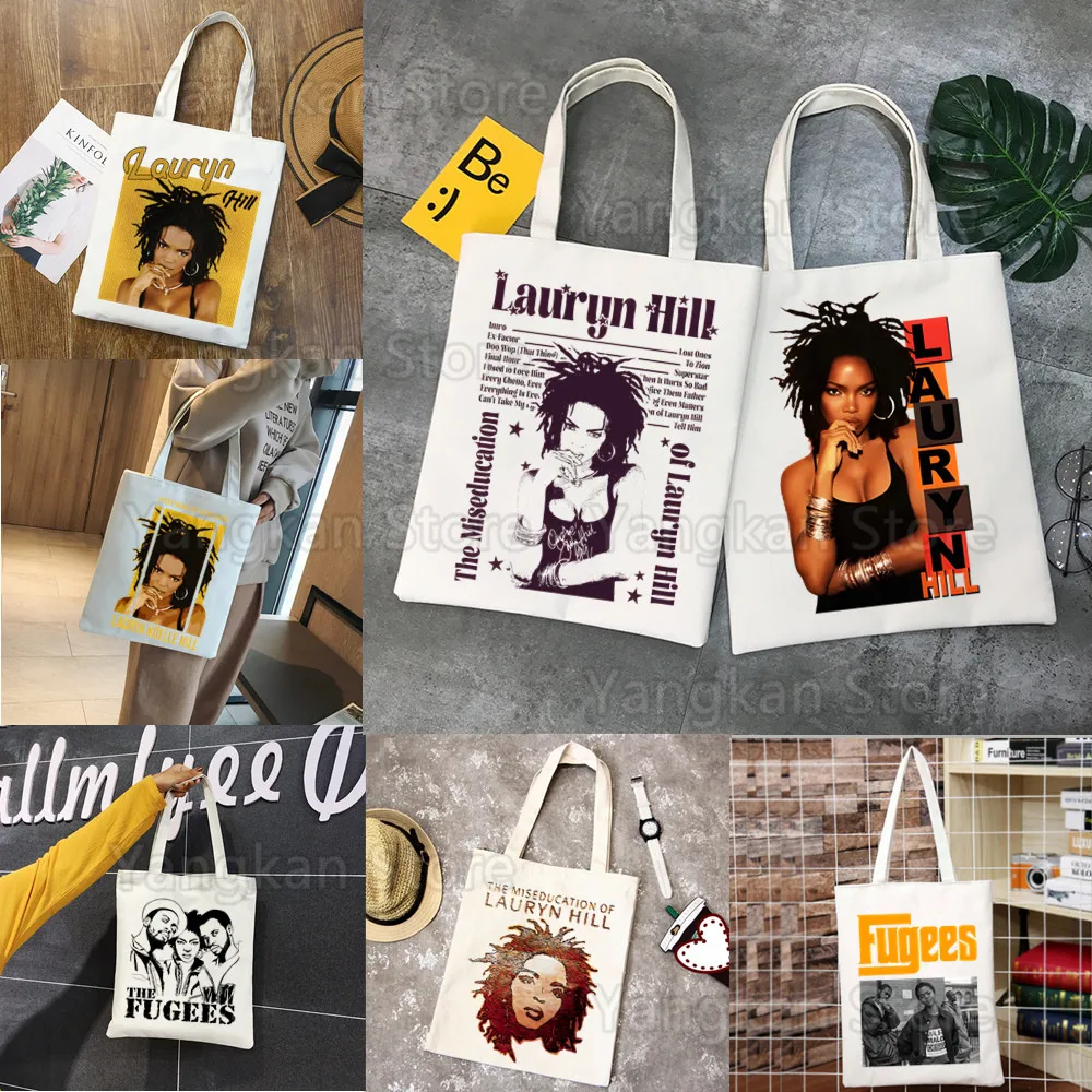 

Lauryn Hill The Soul Music Canvas Tote Bag Casual Shoulder Fugees Reggae Fusion School Bags Reusable Women's Shopping Bag