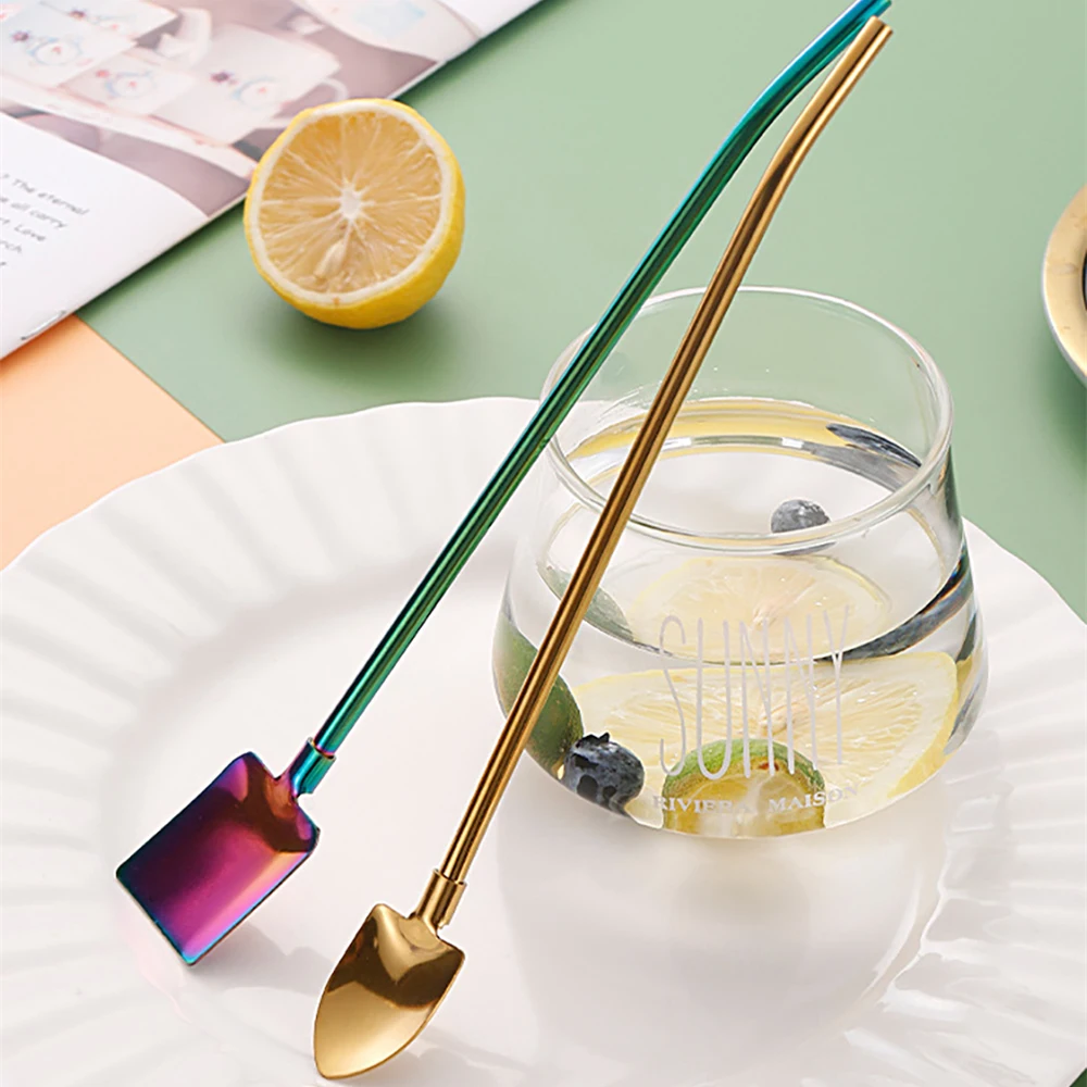 Watermelon Spoon Rust Prevention Easy To Clean Milk Tea Straw With Ecological Consciousness Threaded Tube Coffee Mixing Spoon