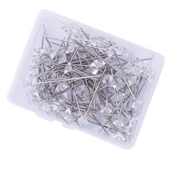 50/100pcs Sparkle Diamond Pins Wedding Floral Bouquet Pin Stitching Needle Crystal Head Garment Apparel DIY Sewing Accessories