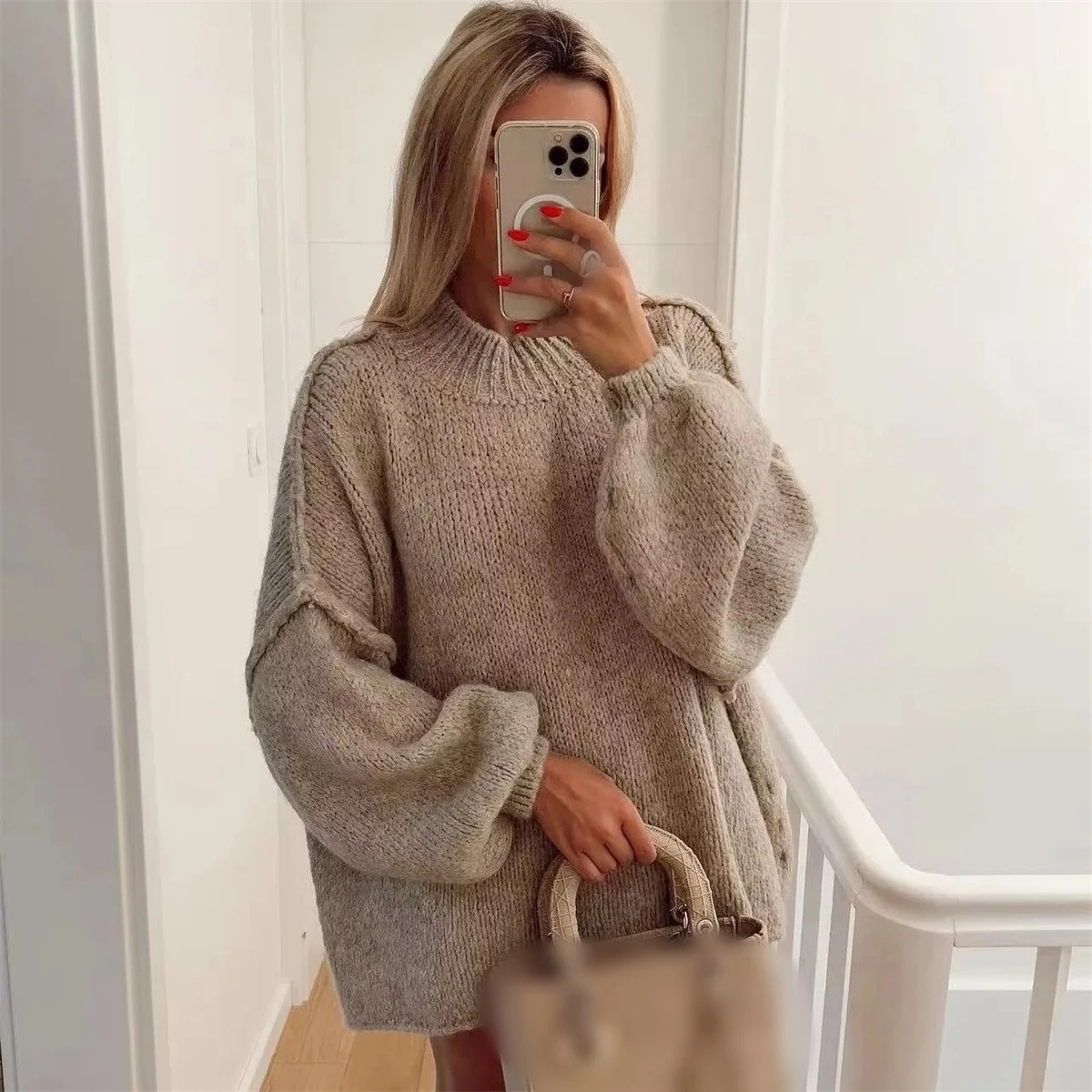 

Women Vintage Knitted Sweater Autumn Winter Long Sleeve Sweaters O Neck Solid Color Pullover Top Lady Fashion Casual Streetwear