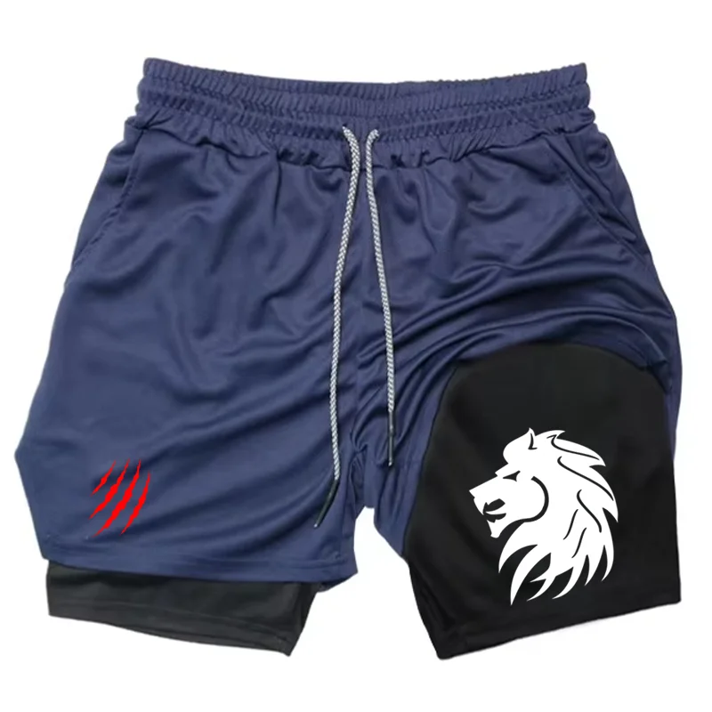 Comfortable Elastic for Men's Athletic Shorts Quick-Dry Breathable Running Workout Harajuku Jogging Double Deck Multi-functional