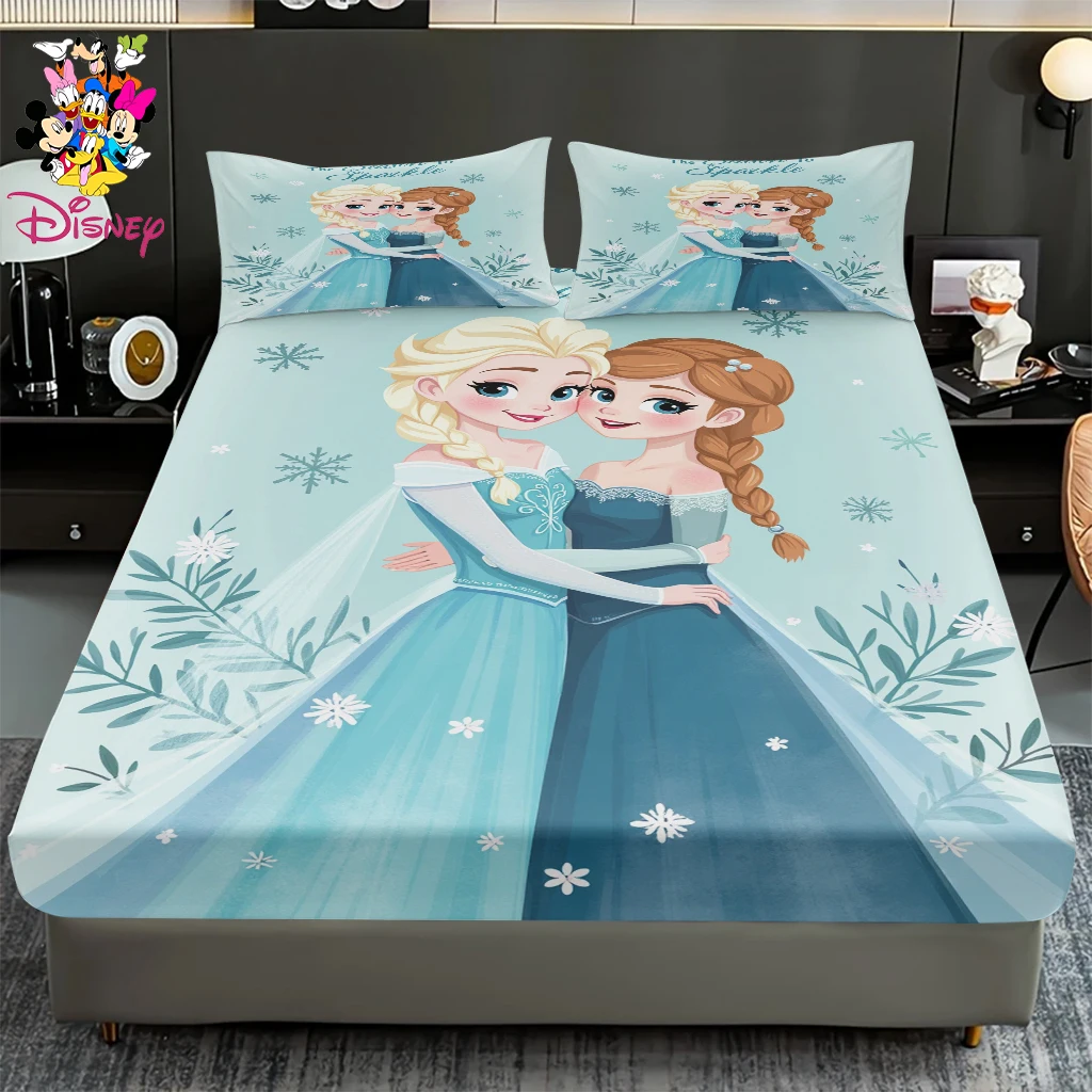 Ensemble de draps-housses Disney la reine des neiges Elsa et Anna, 2/3 pièces, décoration douce et confortable pour la maison, chambres à coucher/chambre d'amis, rondes toute l'année