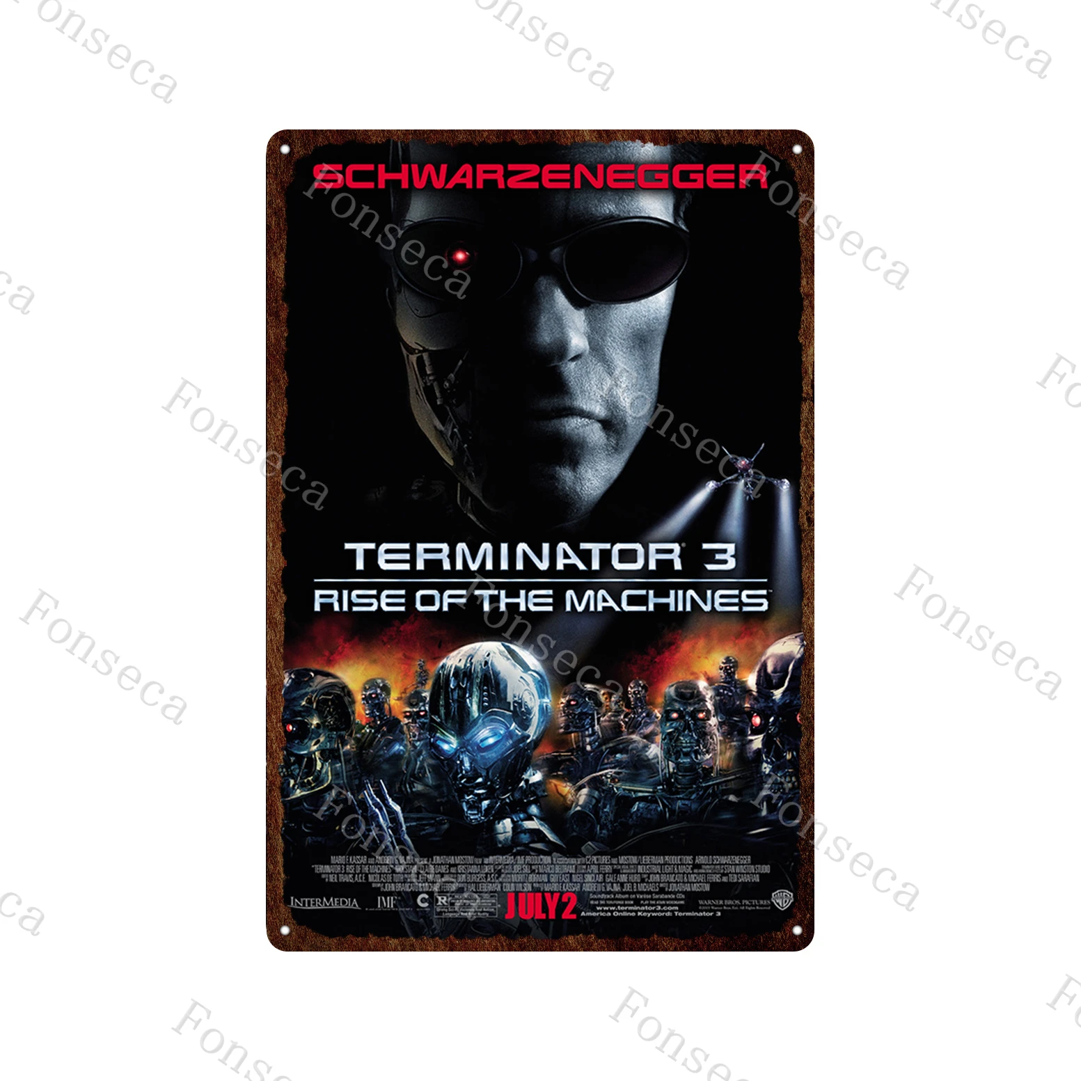 Terminator 2 Movie Metal Poster Tin Sign Classic Movies The Terminator Metal Plates Home Decoration Wall Art Iron Paining