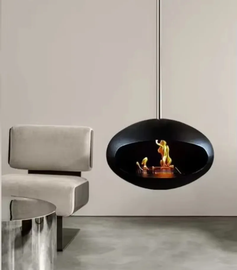 

【Fashionable】Modern Design Bioethanol Fireplace and Fire Pit Wood Pedestal with Stainless Steel Stand Ethanol Stove