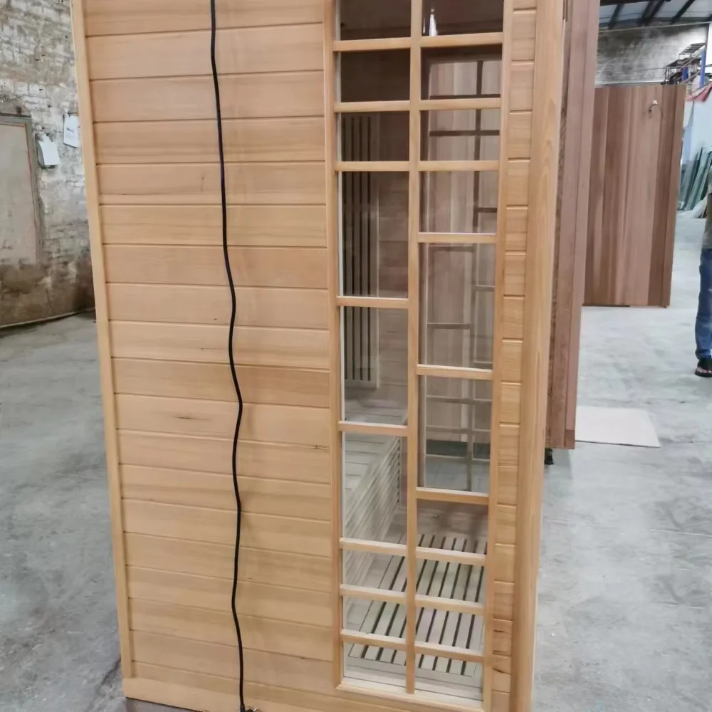 Luxury Canadian Red Cedar Wood Sauna Room, Far Infrared Dry & Steam Sauna for Indoor Outdoor Use with 220V Heater image 4