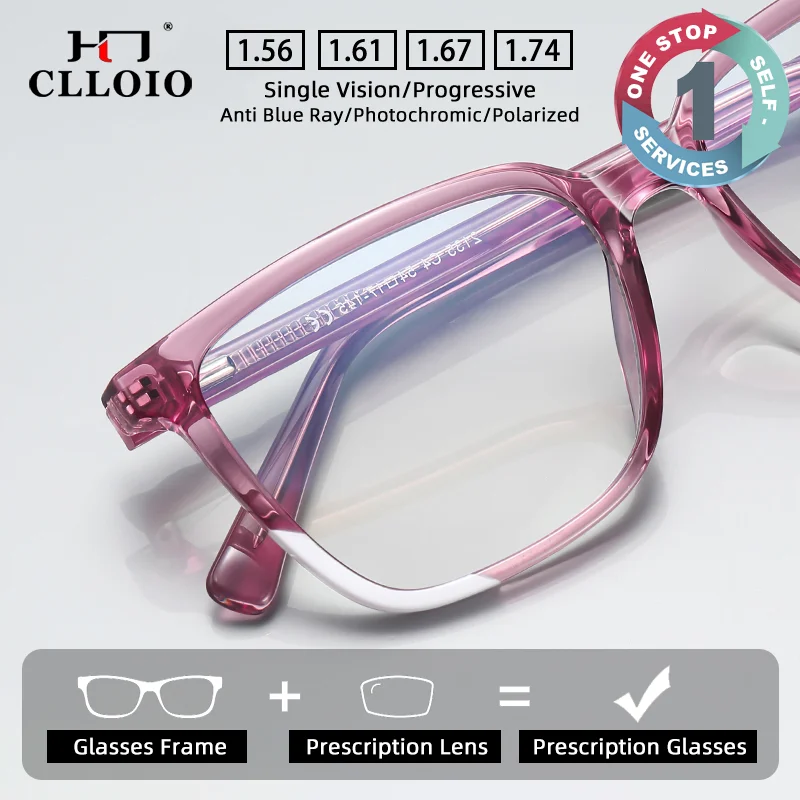 

CLLOIO New Square Myopia Prescription Glasses Anti-Blue Light Hyperopia Reading Glasses for Women Customised Progressive Eyewear