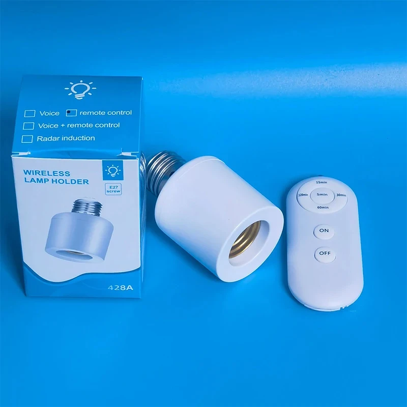 E27 Remote Control Light Bulb Base Socket Smart Timer Switch Wireless 8m Lamp Holder AC 110V 220V ON Off