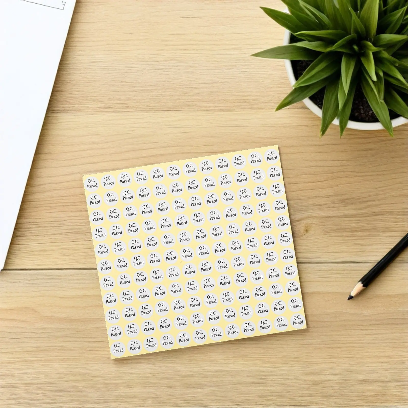 

150 Sheets Round Qc Passed White Self-Adhesive Labels Stickers for Inspection Labeling Warehouse Packaging Quality Control