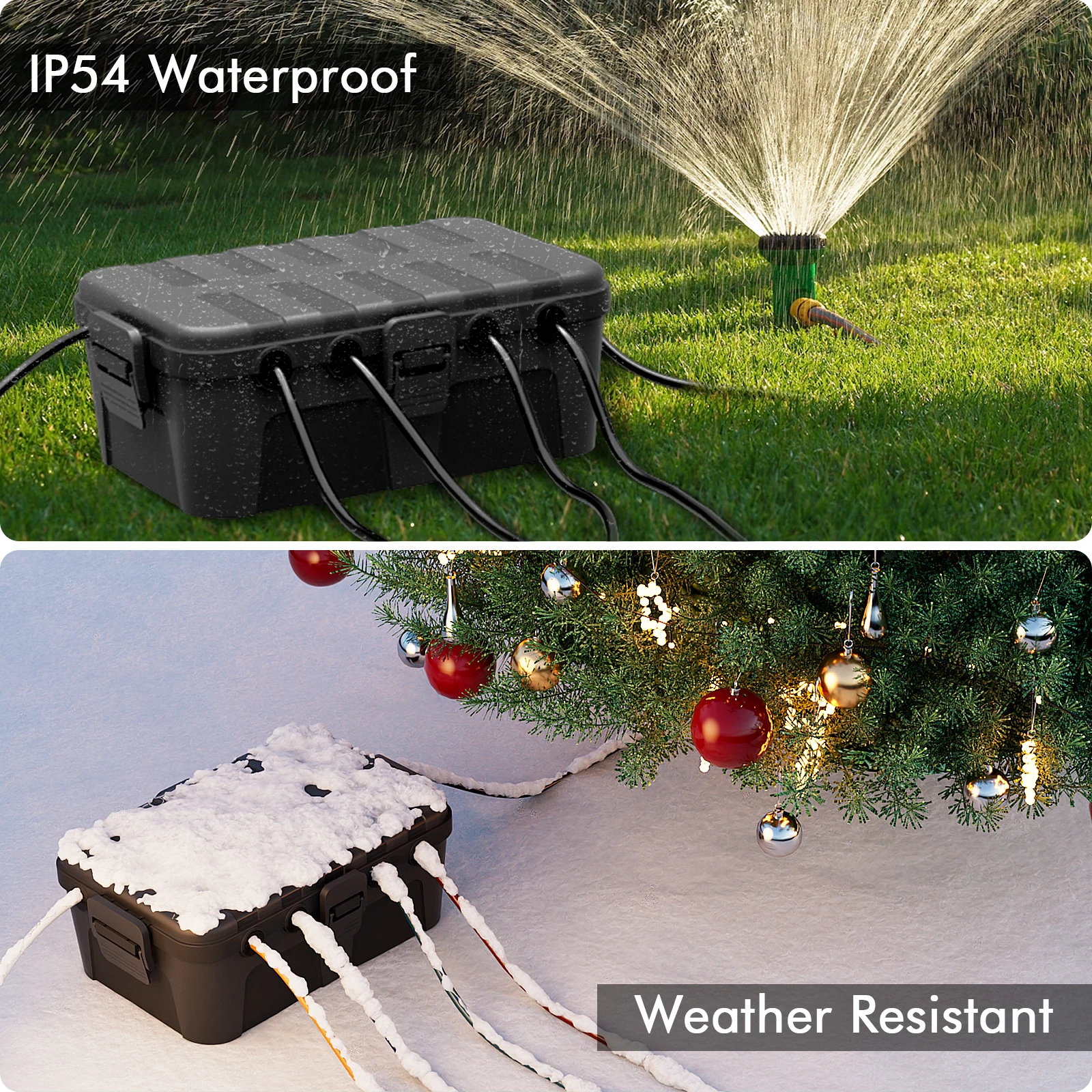 Scatola elettrica impermeabile extra large, copertura presa esterna resistente alle intemperie IP54, protezione presa, spina, timer, ciabatta