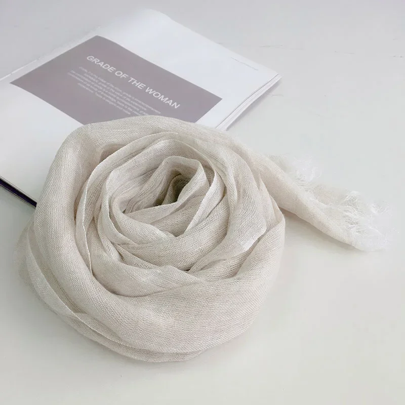 Japanese Imitation Linen Gray Linen Scarf Dual-purpose Long Shawl Beach Versatile for Women Artistic and Fresh New Products