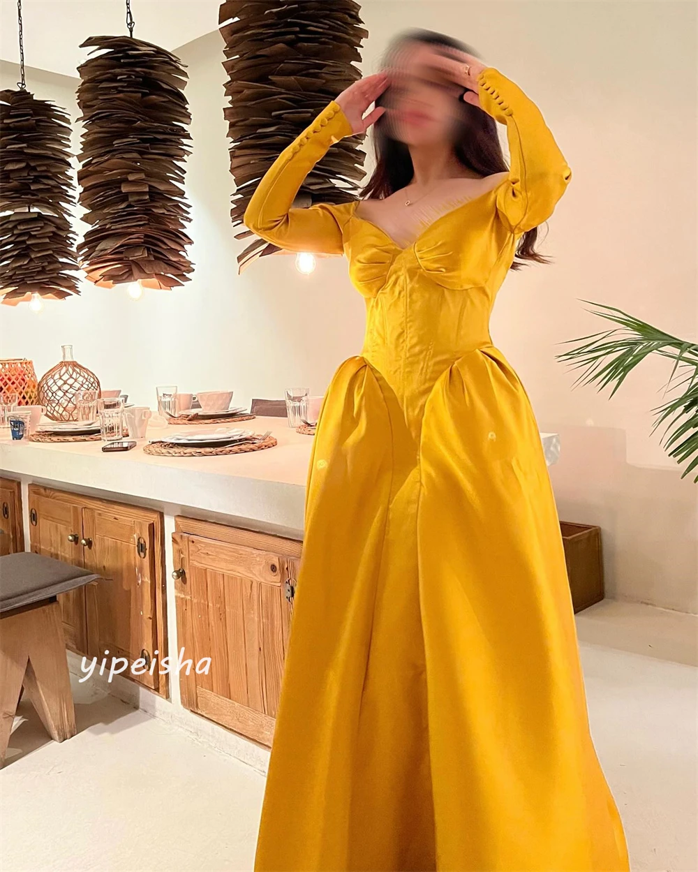 Ball Dress Evening Saudi Arabia Satin Draped Pleat Beach A-line Off-the-shoulder Bespoke Occasion Gown Long Dresses