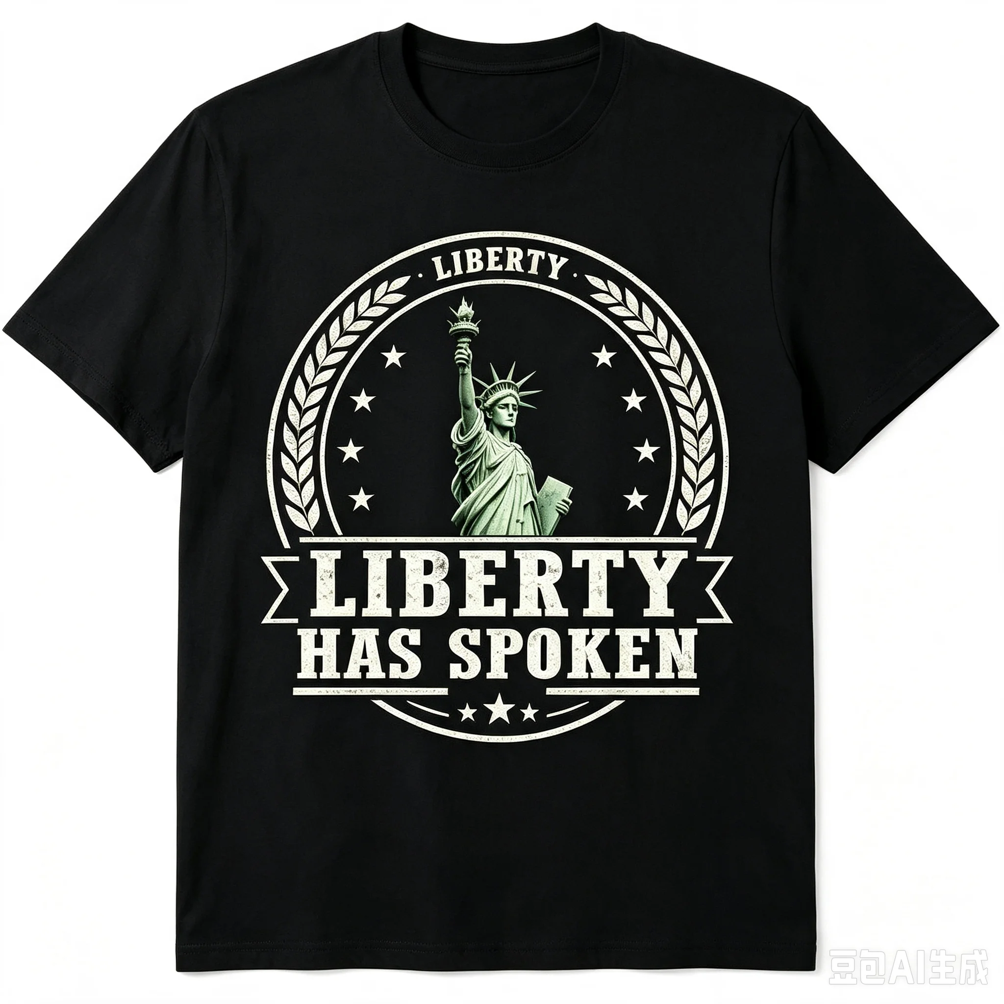 Liberty Has Spoken Statue Of Liberty Graphic Men T‑Shirt Vintage Patriotic Badge Print Casual Short Sleeve Streetwear Tee