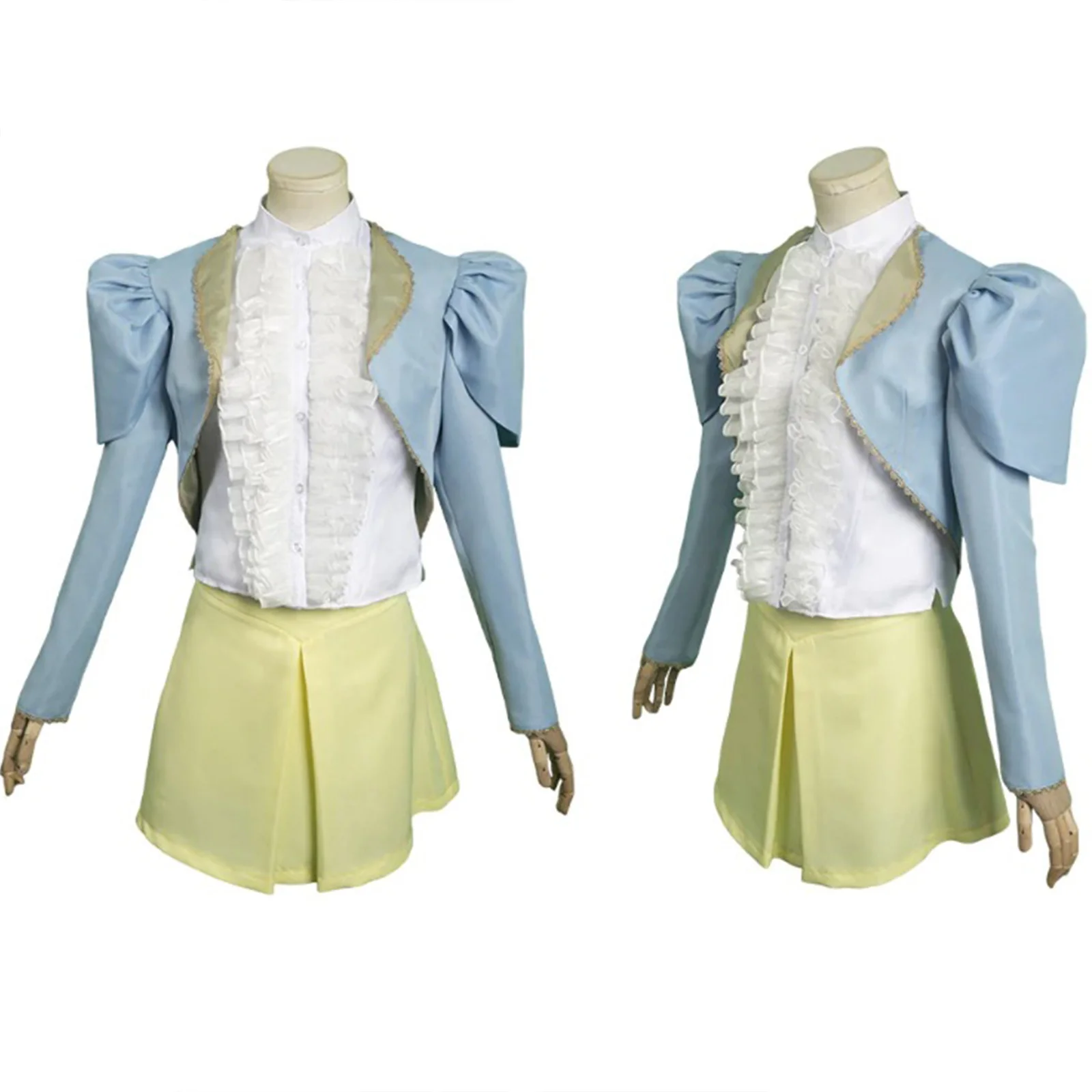 

Movie Bella Baxter Cosplay Costume Medieval Retro Set Palace Style Skirt Blue Coat Short Skirt Halloween Carnival Set