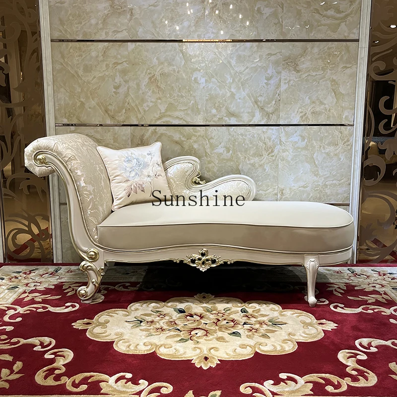 

French court princess bedroom solid wood living room recliner sofa warm gray fabric